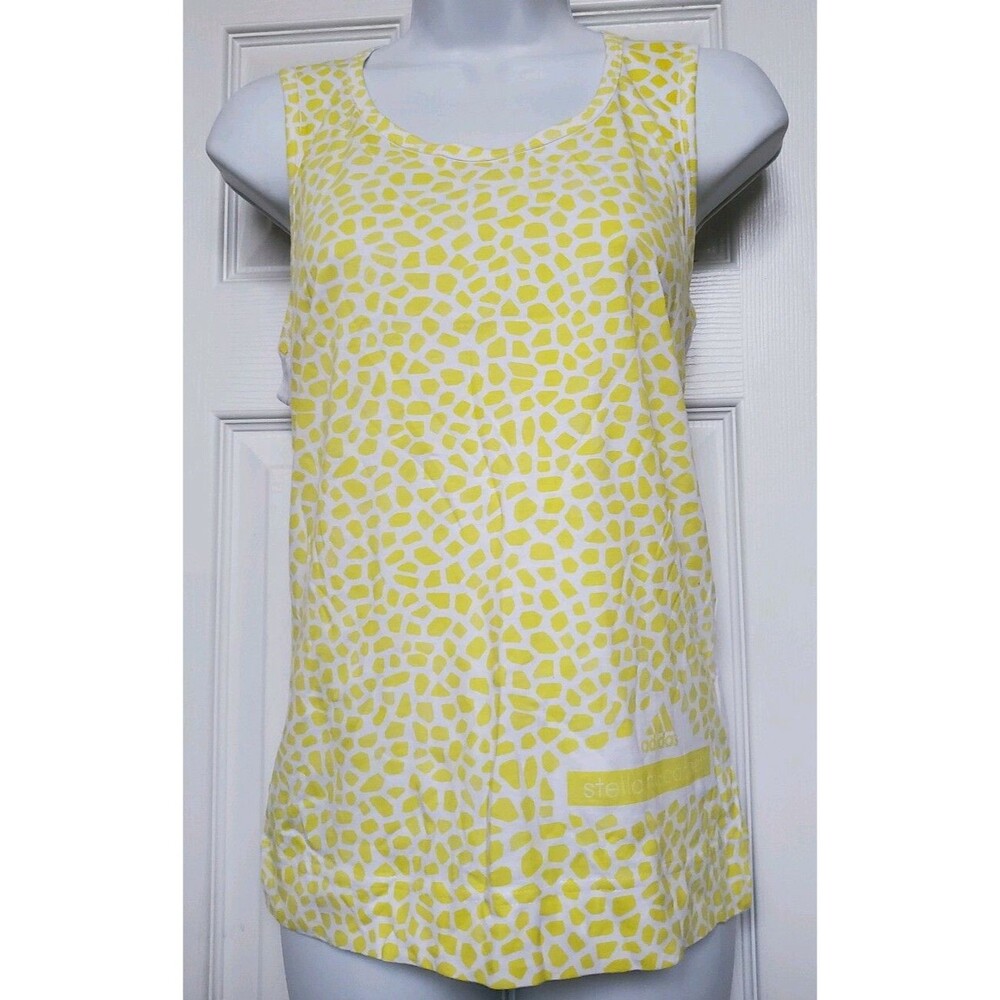 New ADIDAS by STELLA McCARTNEY Run Graphic TANK Top White / Yellow sz S